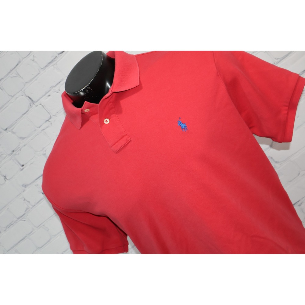 Polo Ralph Lauren Polo Shirt Mens XL Red Custom Fit Short Sleeve Blue Pony